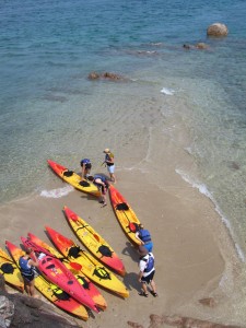 Landing at Seymour tower. Jersey kayak adventures