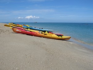 Sea kayaks on clean beaches in Jersey