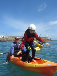 balancing skills on a kayak