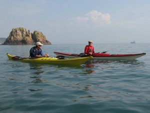 Kayakers off Ficquet bay,Jersey