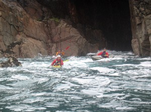 Brightly coloured sea kayak clothing is easier to see