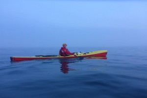 Sea kayaking in the fog back to Jersey