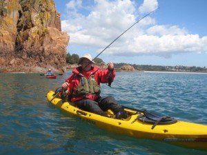 sit on top kayaker with Wrasse