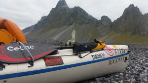 Icelandic mountains and Rockpool Taran 16 sea kayak